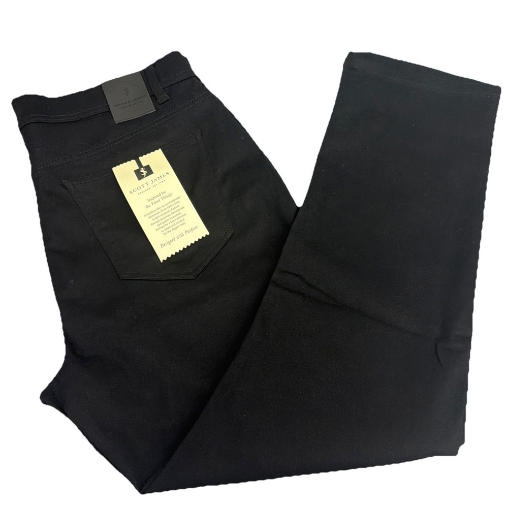 Scott James‎ Men's Slim Fit Stretch Black Jeans  5 Pockets Size 36X30 New